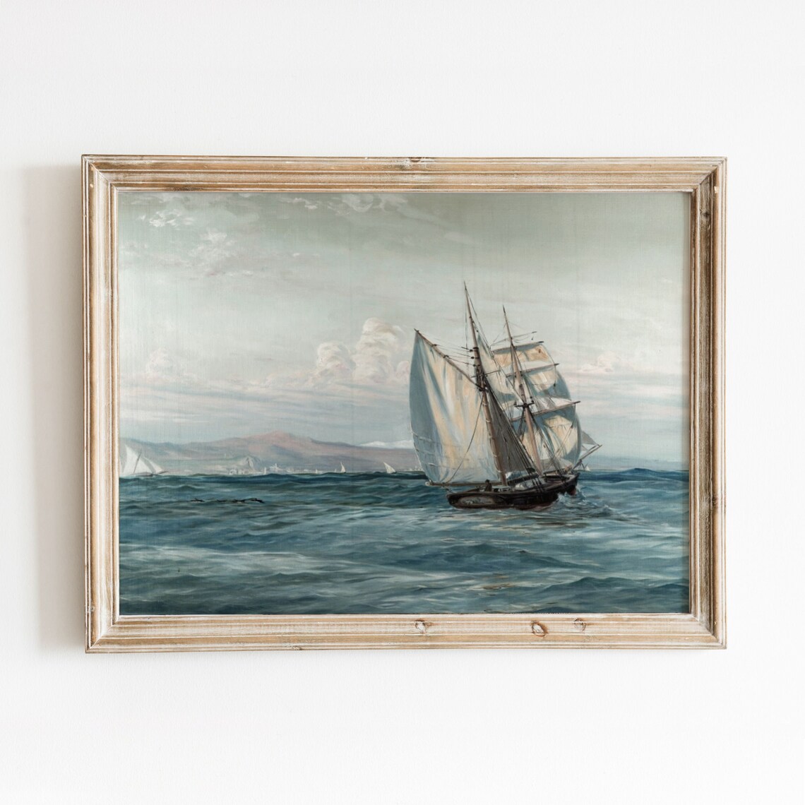 Sailboat In Harbor Vintage Sailing Boat Travel Poster