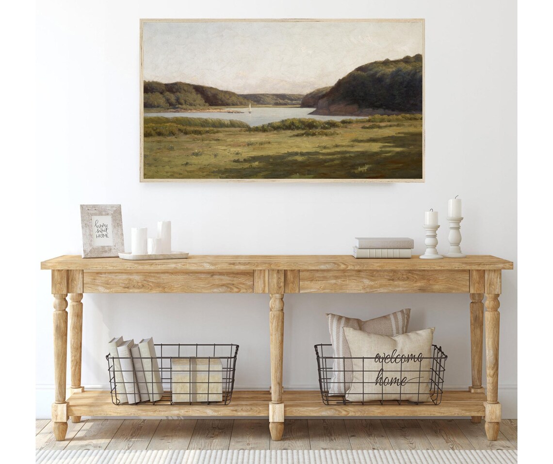Vintage Coastal Inlet Landscape Art Print - Image 3