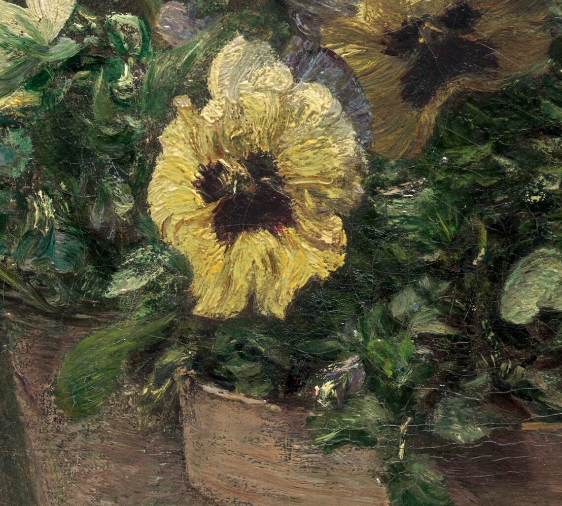 Pansies in Terracotta Vintage Botanical Art Print - Image 2