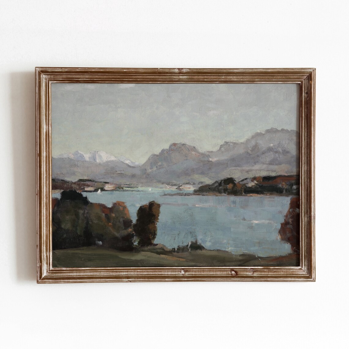 Blue Bay Vintage German Coastal Landscape Art Print