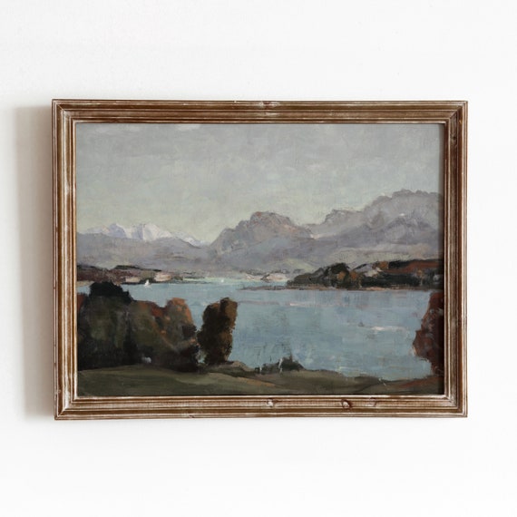 Blue Bay Vintage German Coastal Landscape Art Print