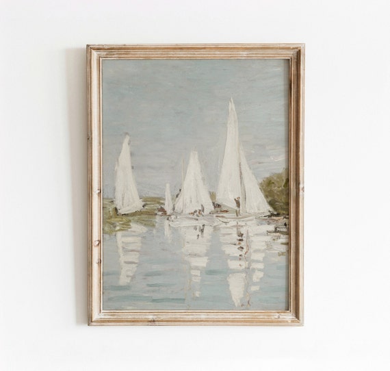 Regatta Vintage Coastal Boat Painting Art Print