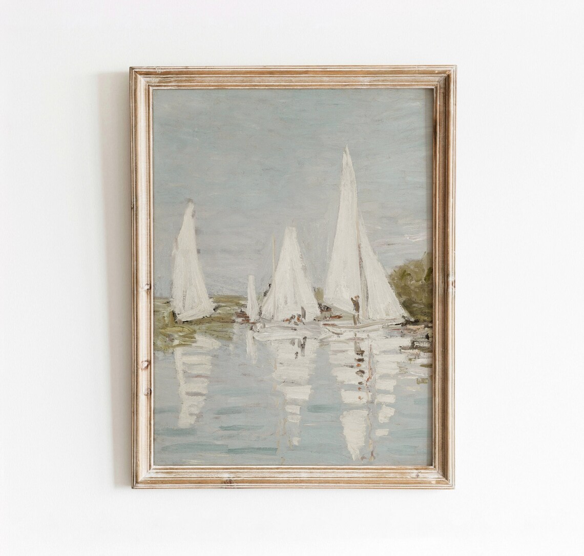 Regatta Vintage Coastal Boat Painting Art Print