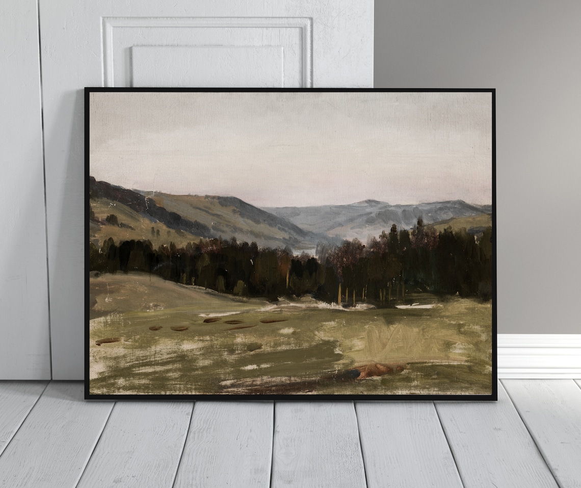 Highlands Vintage Dark Mountain Landscape Art Print - Image 3