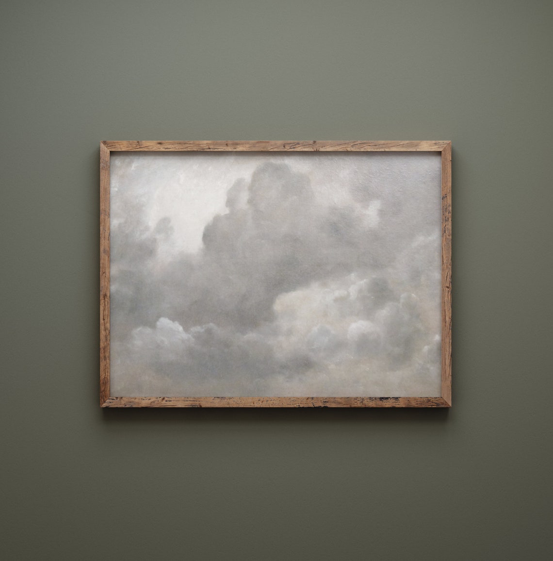 Dramatic Grey Cumulus Clouds Vintage Tonal Sky Oil Painting Poster - Image 3