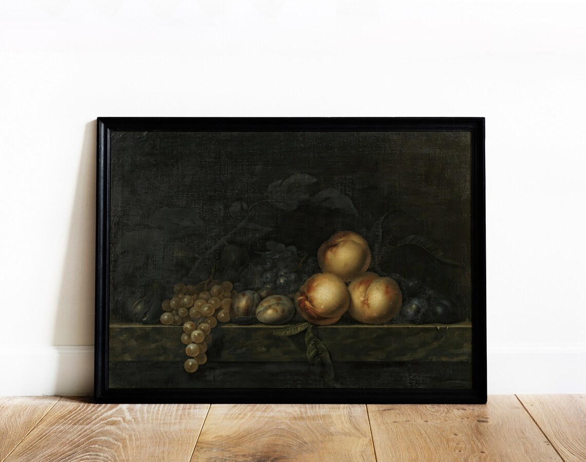 Dark Fruit Still Life Vintage Kitchen Art Print - Image 2