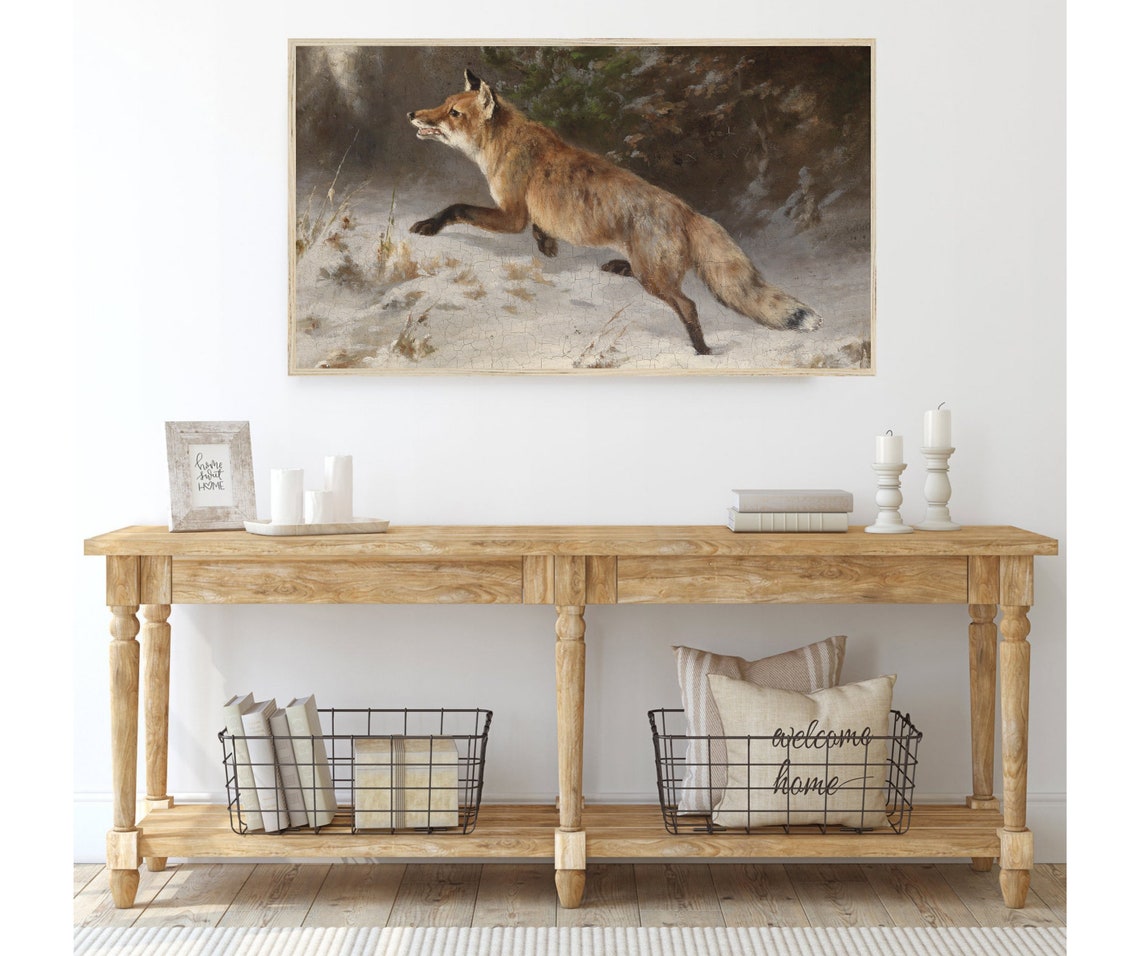 Vintage Fox In Winter Painting - Image 3