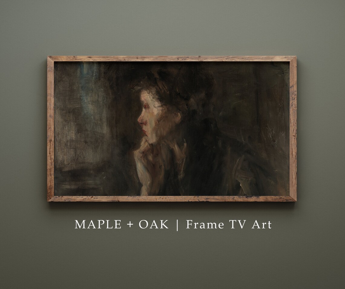 Vintage Contemplation Moody Portrait Painting Art Print