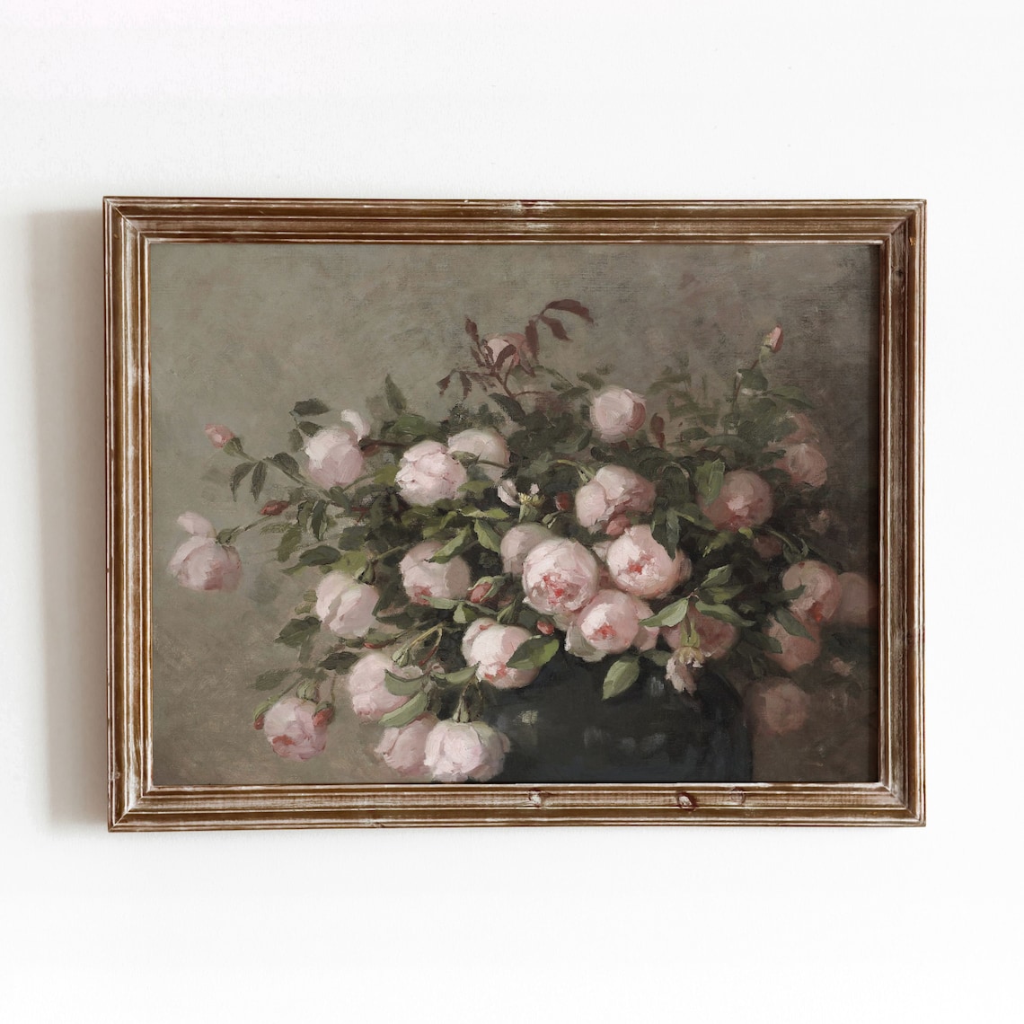 Soft Pink Roses Vintage Flower Bouquet Art Print