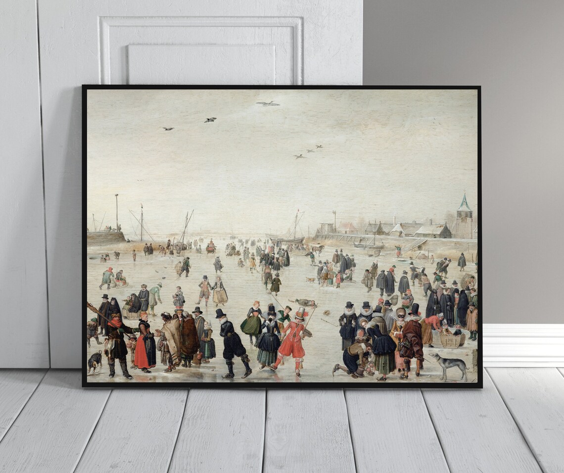 People Skating I Vintage Ice Skating Art Print - Image 3