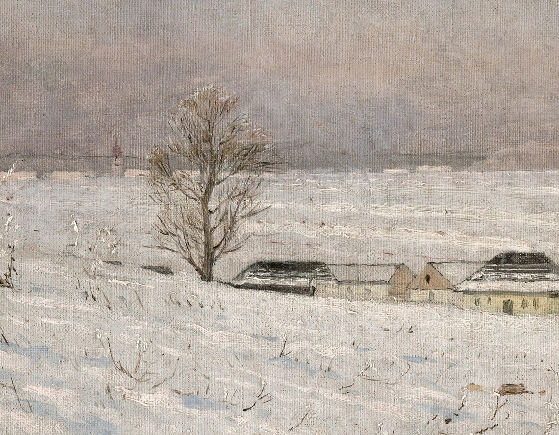 Country Winter Vintage Homestead Landscape Art Print - Image 2