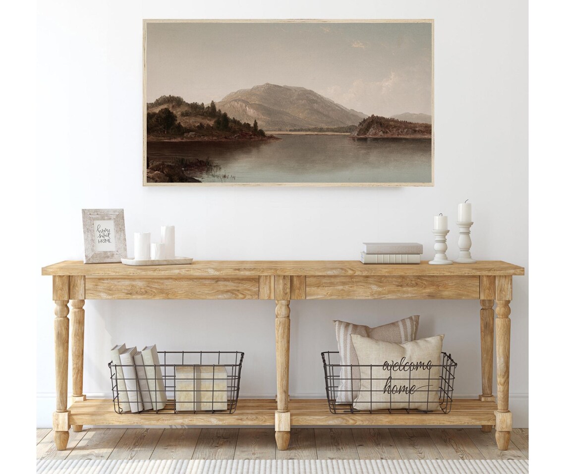 Vintage Bear Mountain Lake Landscape Art Print - Image 3