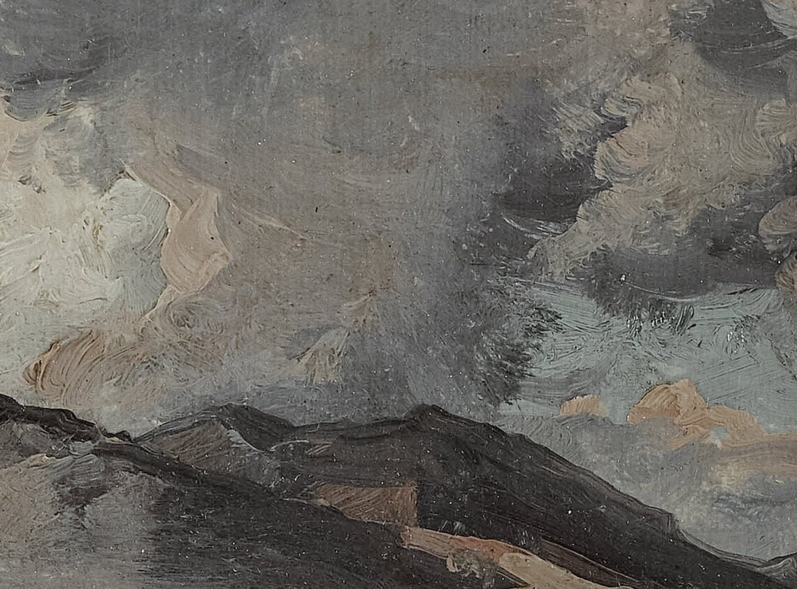 Cloudy Mountains Vintage Landscape Art Print - Image 2