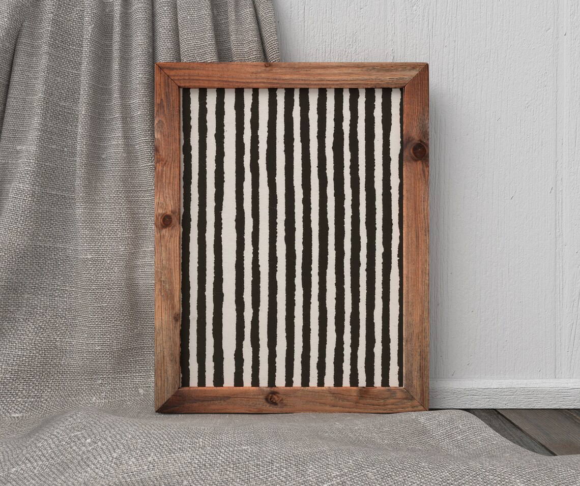 Stripes Vintage Black and White Abstract Art Print - Image 4