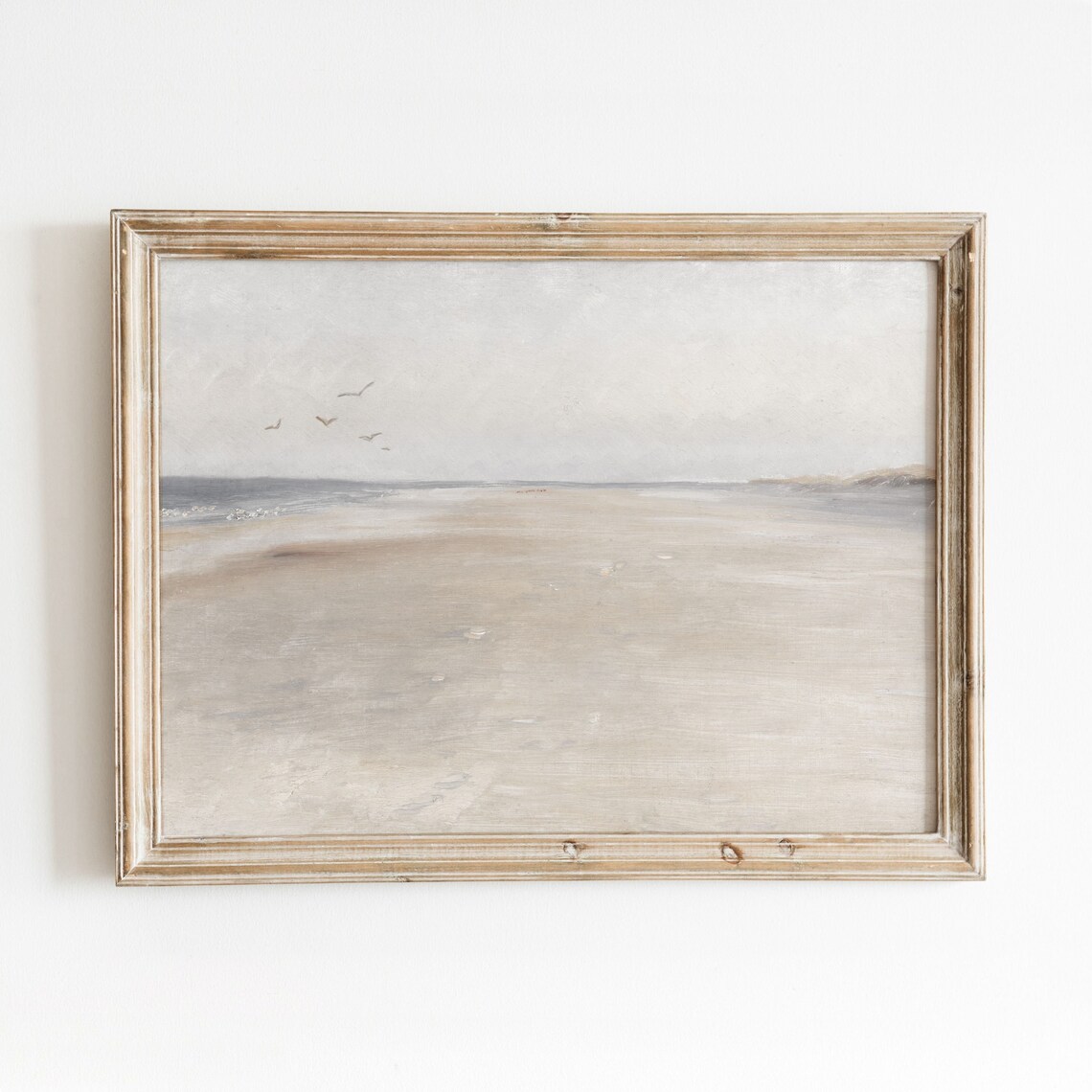 Neutral Coast Vintage Beach Oil Painting Art Print