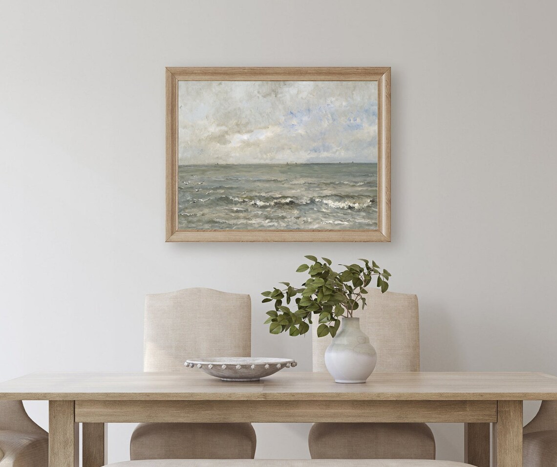 Muted Oceanscape Vintage Seascape Art Print - Image 3