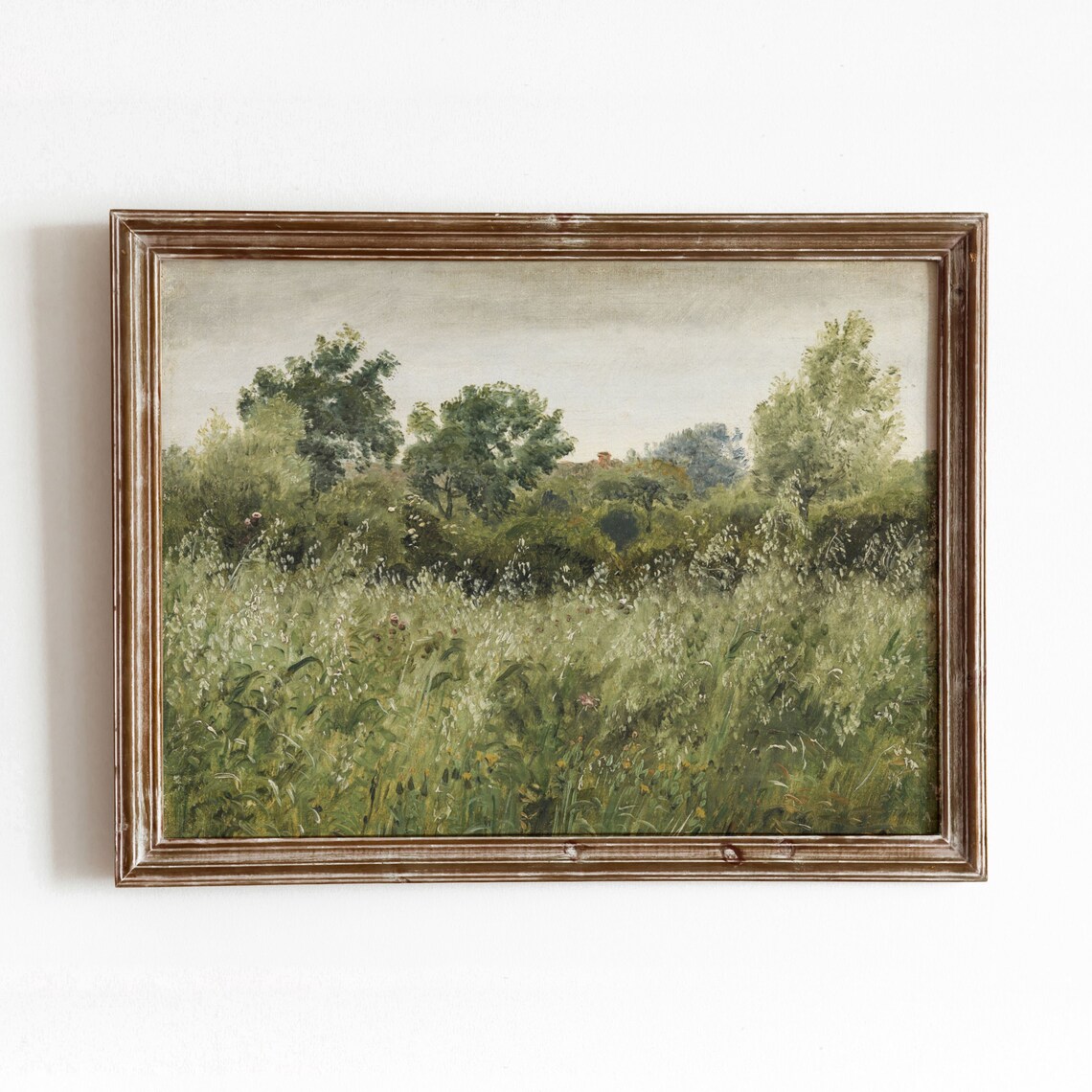 Oat Field Landscape Vintage Art Print, Farmstead