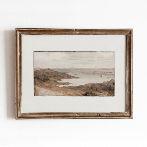 Swedish Harbor Vintage Coastal Landscape Art Print