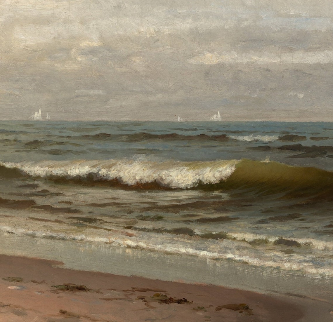 Warm Hued Moody Beach Vintage Coastal Art Print - Image 3