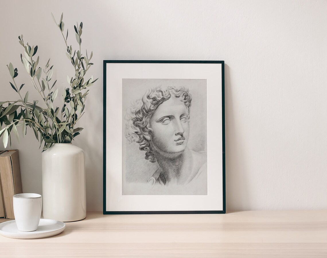 Bust Study, Vintage Marble Sculpture Sketch - Image 2