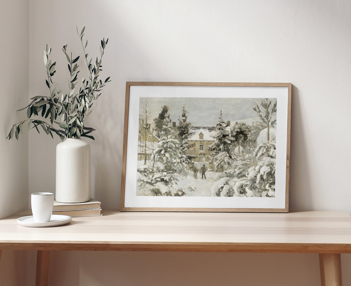 House At Montfoucault Vintage Winter Manor Art Print - Image 3