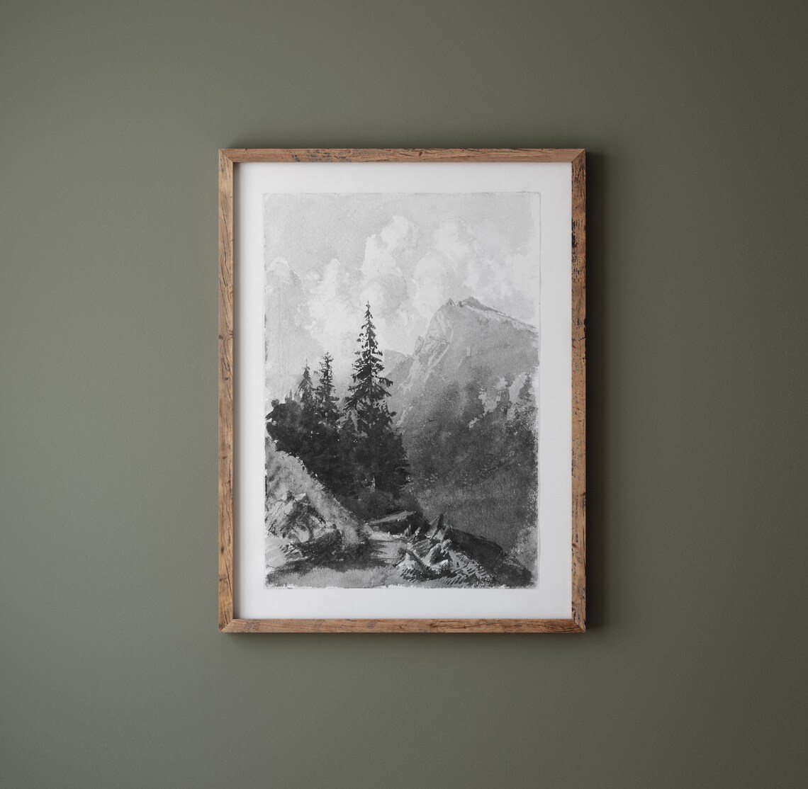 Mountain View Vintage Black And White Landscape Poster - Image 3