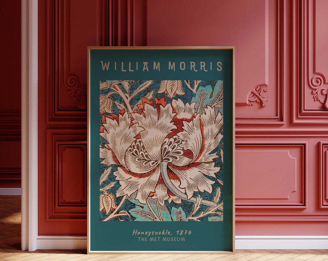 William Morris Honeysuckle 1876 Blue Museum Exhibition Poster