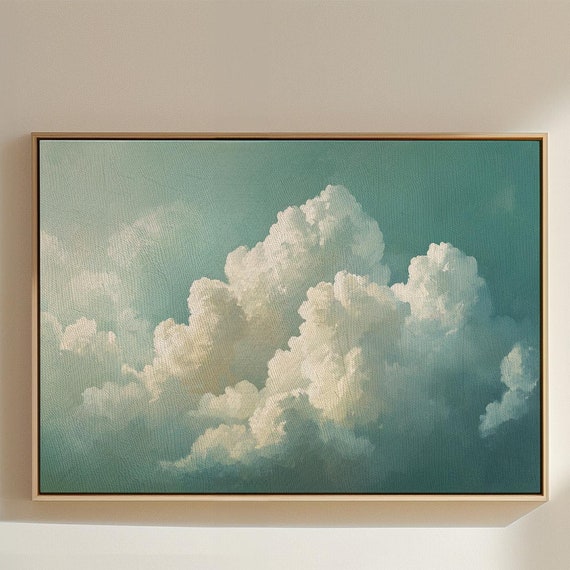 Bright Cloudscape Wall Art With Soft Blue Sky And White Clouds For Modern Tranquil Or Nature Inspired Home And Office Decor