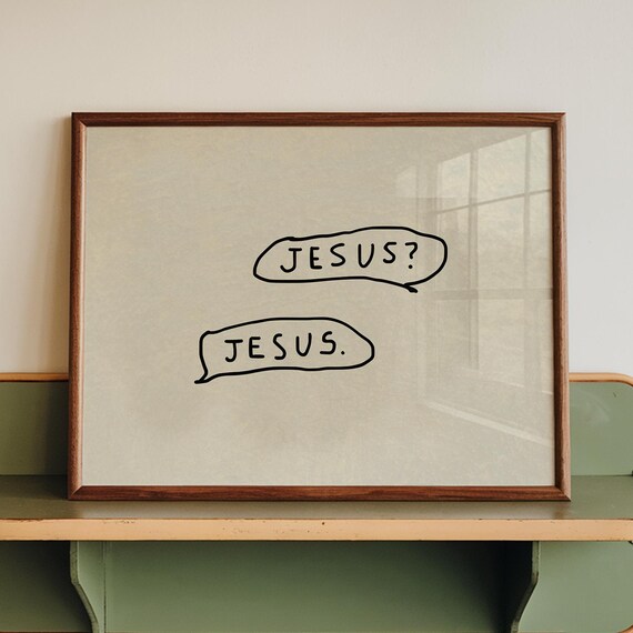 Jesus Wall Art, Handdrawn Christian Poster