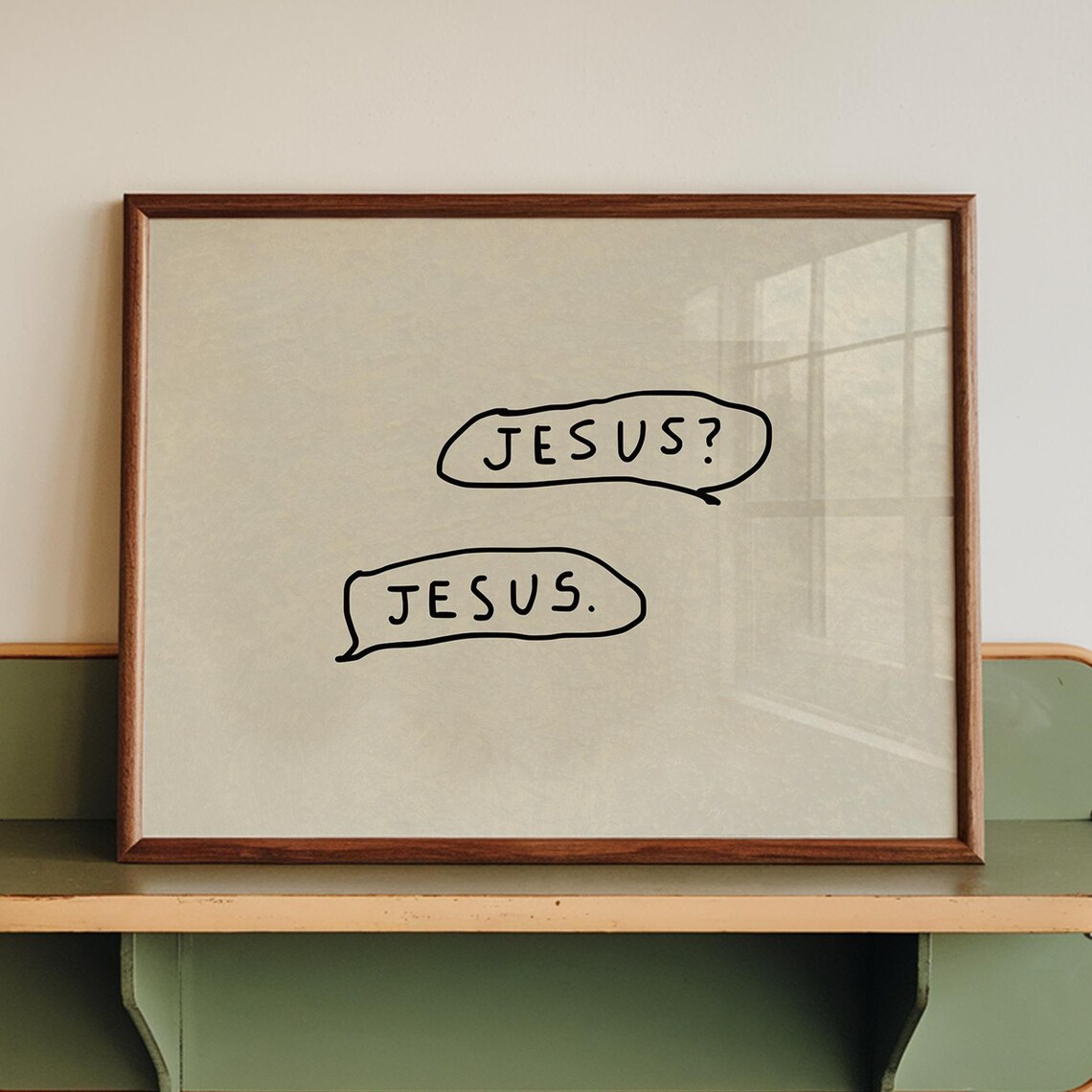 Jesus Wall Art, Handdrawn Christian Poster
