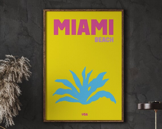 Miami Print, Travel Famous Places Maximalist Poster