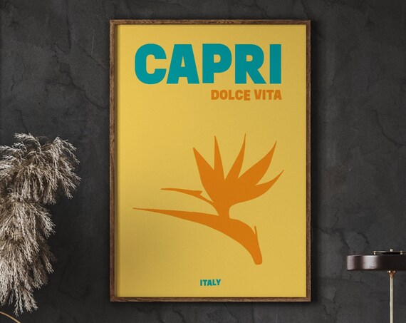 Capri Travel Poster, Maximalist Wall Art