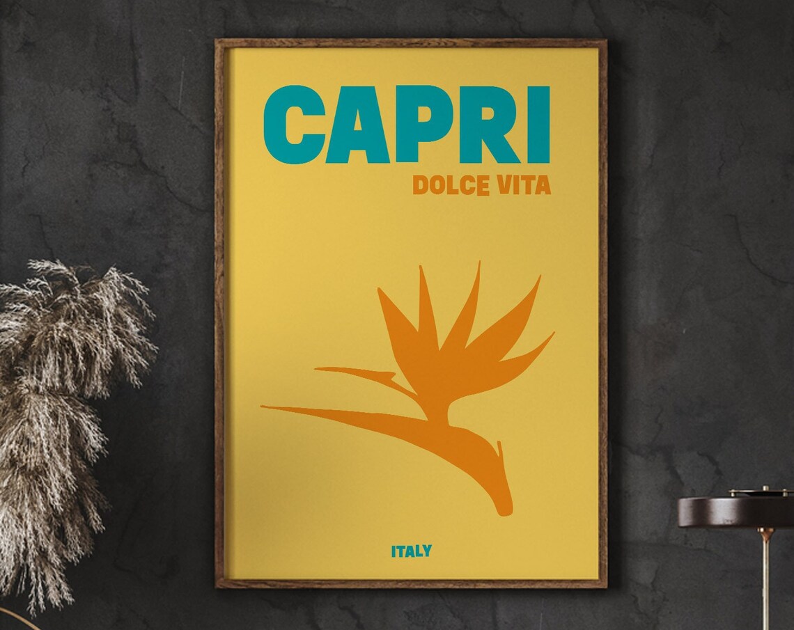 Capri Travel Poster, Maximalist Wall Art