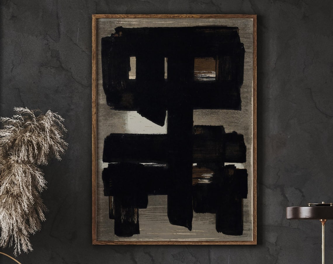 Soulages Painting Abstract Exhibition Art Print