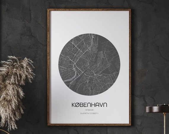 Kobenhavn Map, Modern City Poster