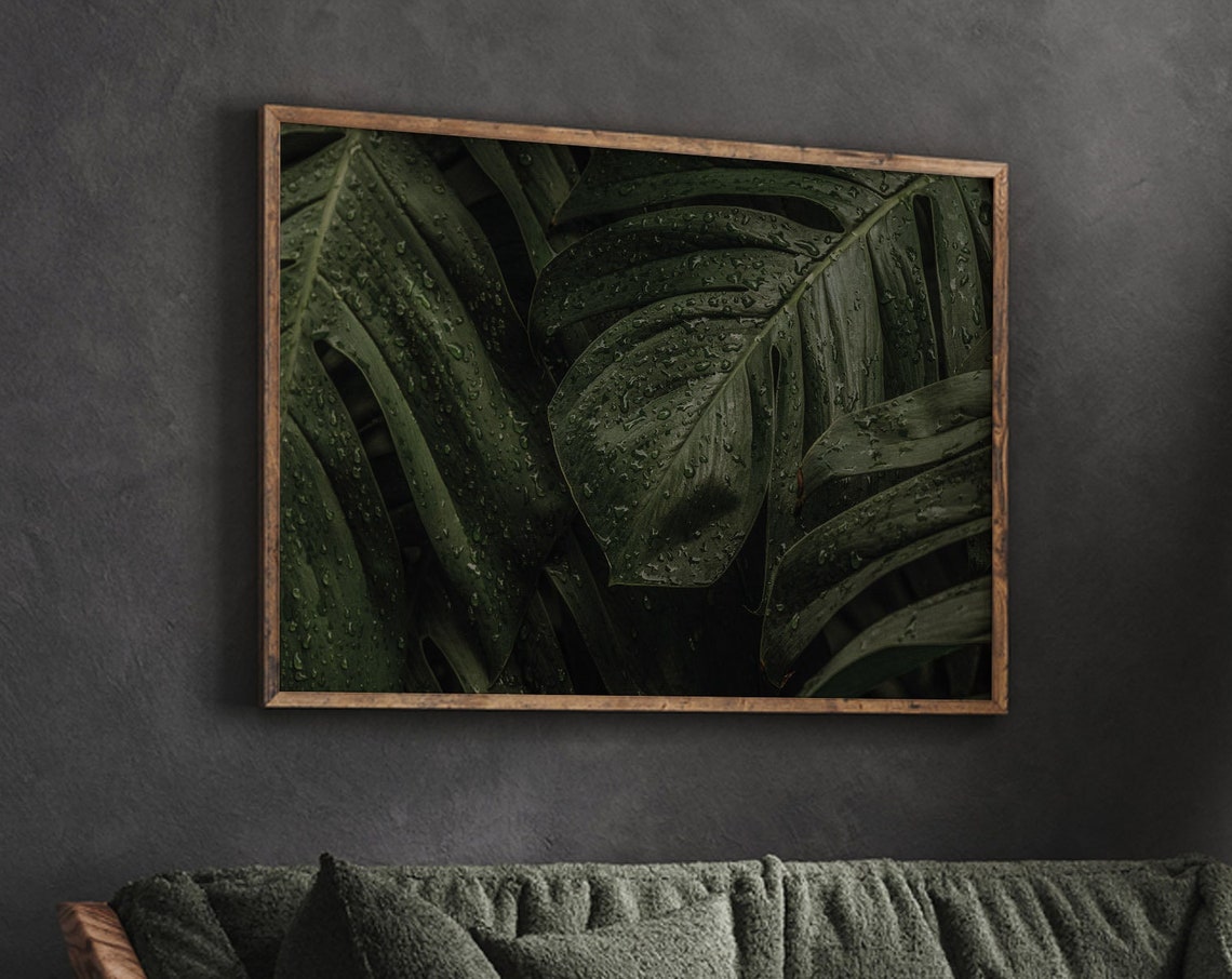 Tropical Plant Print Green Modern Wall Decor Leaves Art