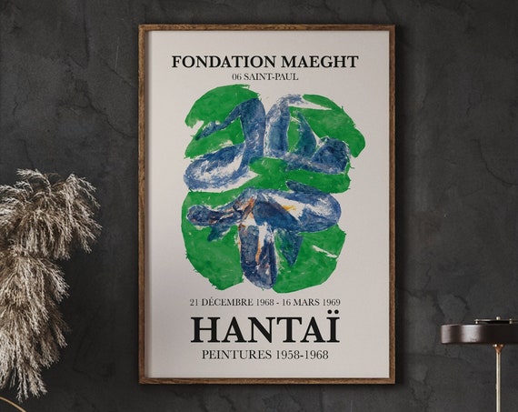 Simon Hantai Print Green And Blue Abstract Lithographic Art Contemporary Multiple Sizes
