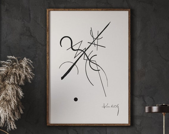 Kandinsky Geometric Abstraction Blackwhite Wall Decor Line Art Print Minimalist Poster