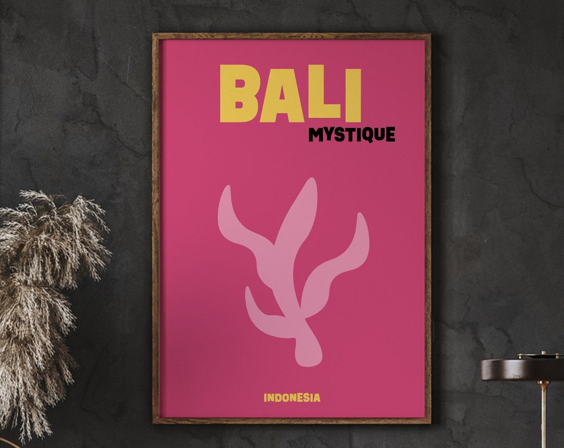 Bali Mystique Indonesia Modern Bold Pink Abstract Travel Poster