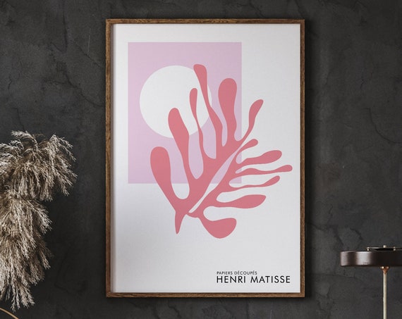 Pink Matisse Coral Neutral Wall Art Leaf Decor