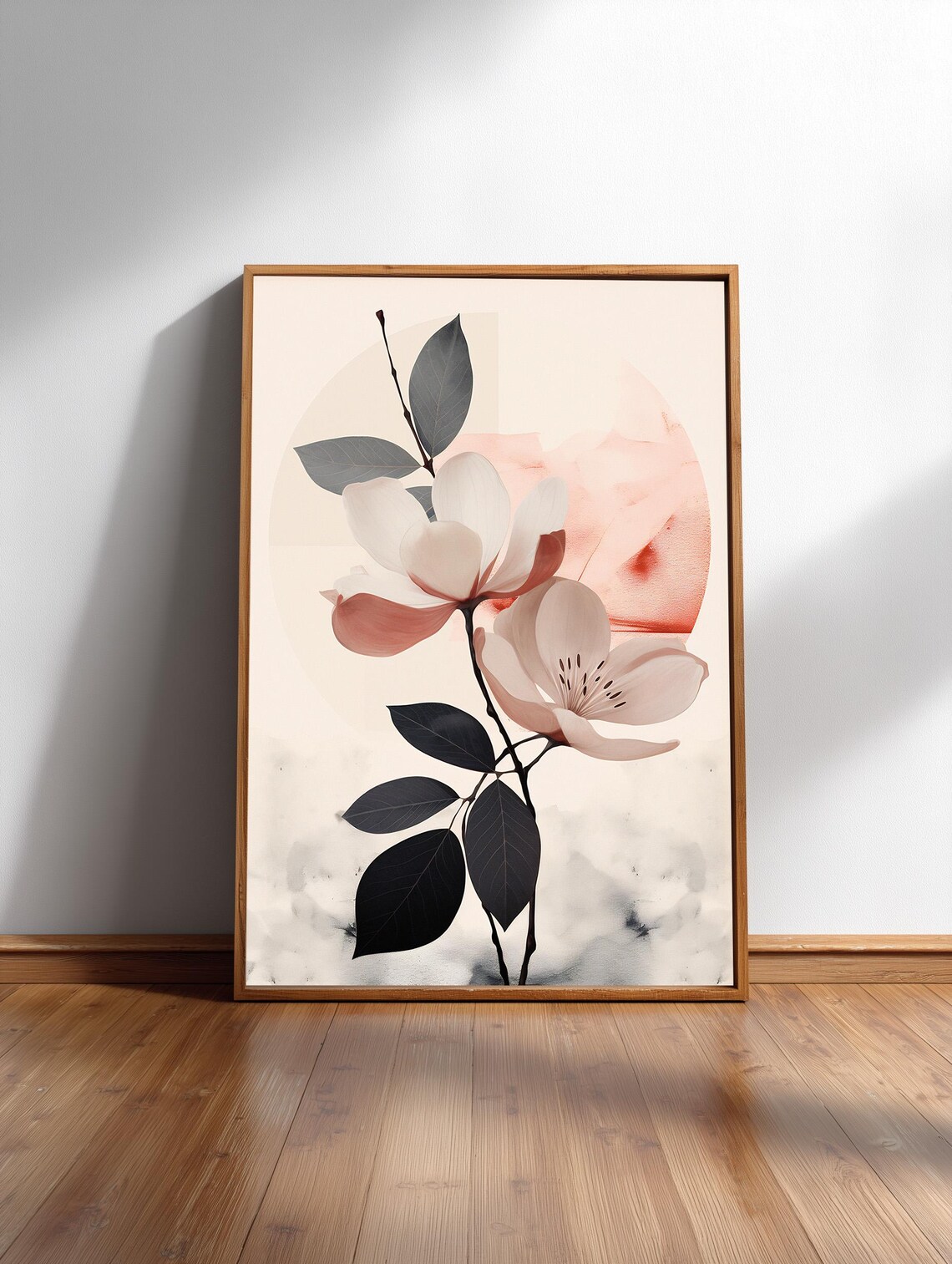 Blush Pink Magnolia Flower Watercolor Botanical Wall Decor Poster