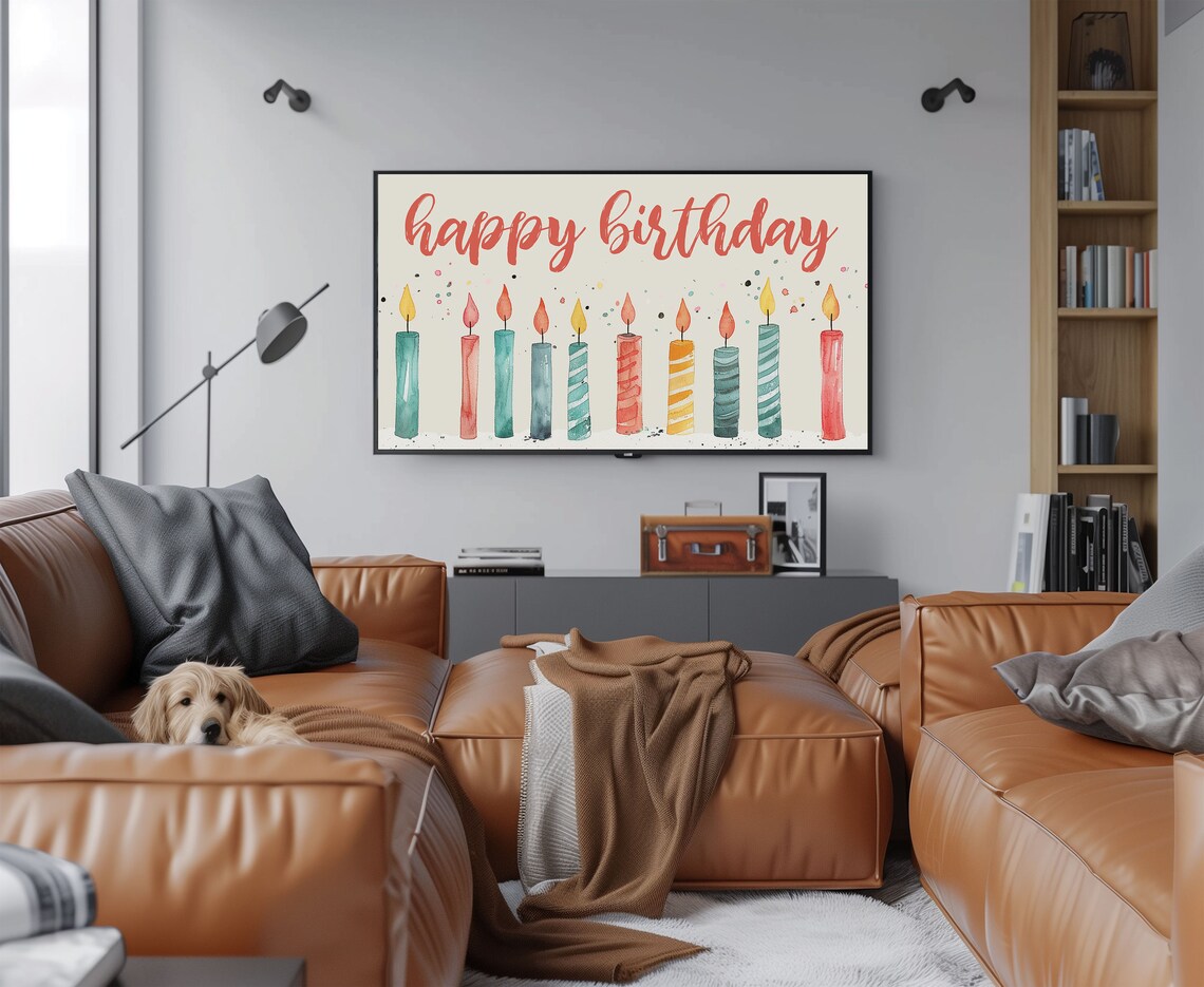 Birthday Frame TV Art, Happy Birthday Wall Decor - Image 3