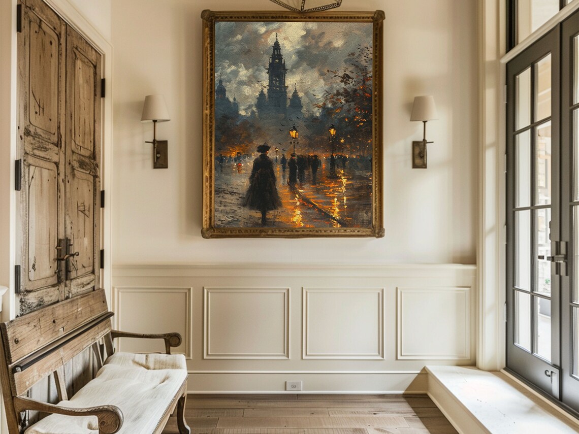 Dark Academia London Clock Tower Rainy Dusk Gaslight Street Poster - Image 2