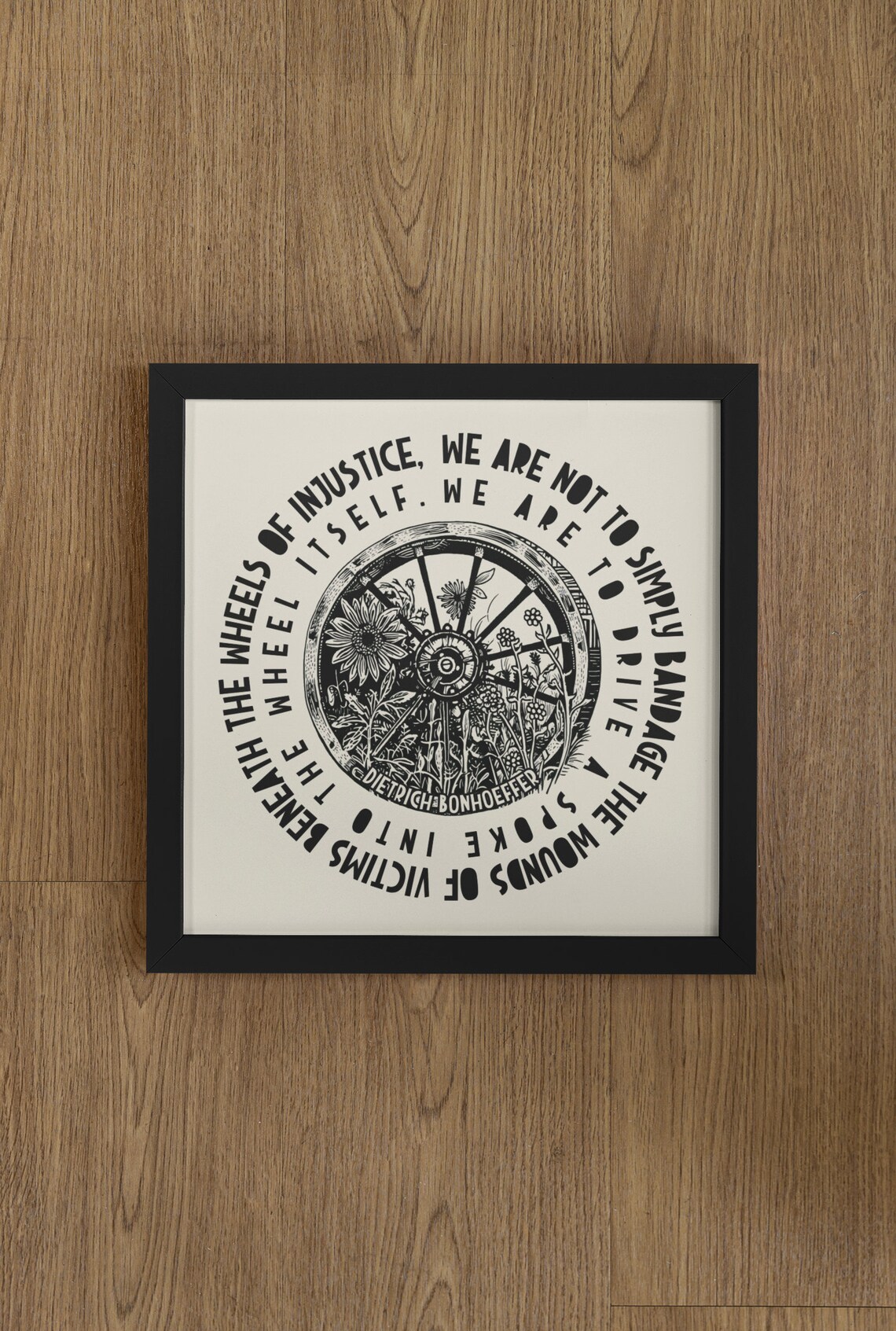 Wheels Of Injustice, Dietrich Bonhoeffer Lino Print