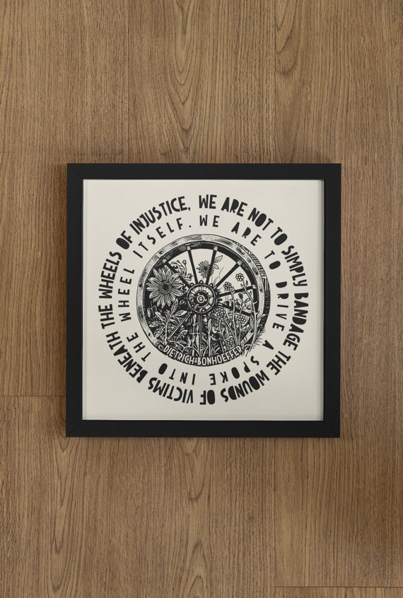 Wheels Of Injustice, Dietrich Bonhoeffer Lino Print