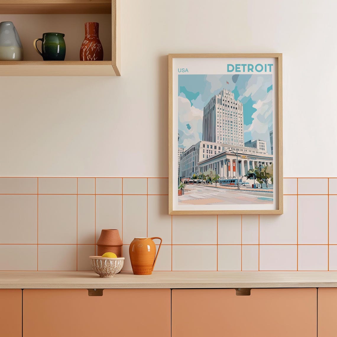 Detroit Skyline Travel Poster - Image 2