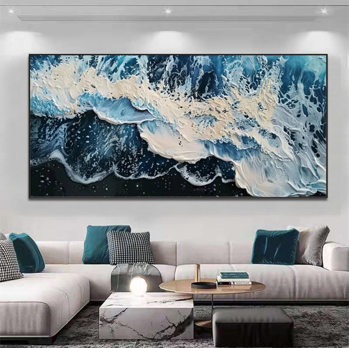 Powerful Blue Ocean Waves Washing Over Black Sand Beach Poster - Image 2