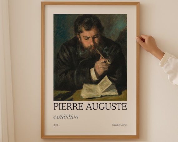 Claude Monet 1872 Reading Portrait Pipe Pierre Auguste Poster
