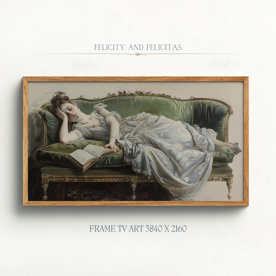 Decadent Young Woman Asleep Antique Chaise Lounge Elegant Wall Art