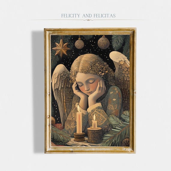 Christmas Wall Art Christmas Angel Art Cute Seasonal Decor